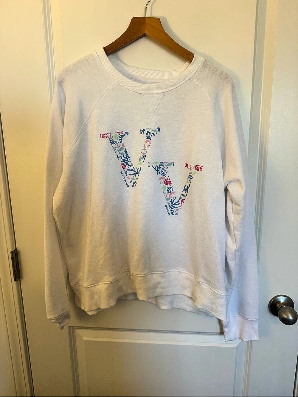 vineyard vines Floral Graphic Sweatshirt White XL Like New
